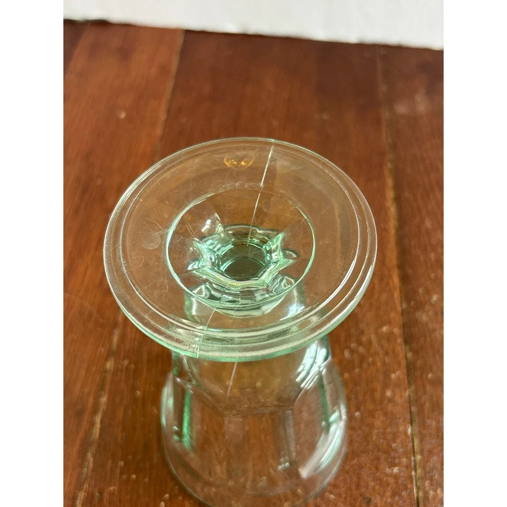 Bormioli Rocco Green Glass Goblet Rock Bar Paneled Footed Water Wine Glass Italy